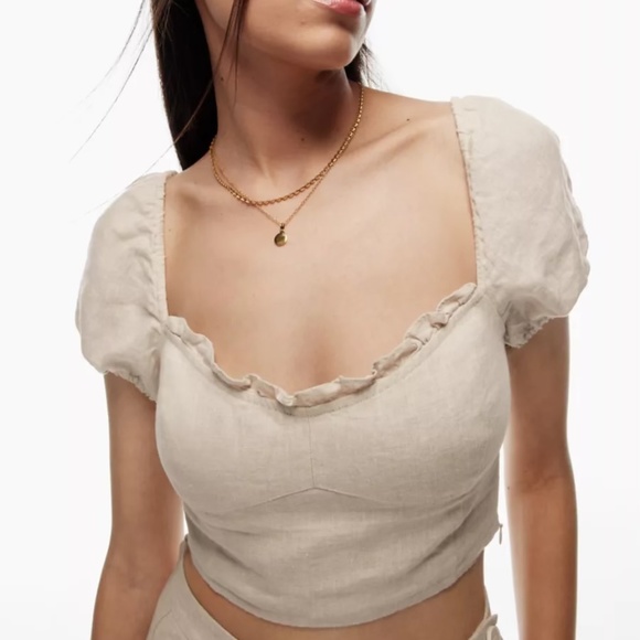 Aritzia Wilfred Wander Linen Blouse | Green | Size M - Picture 9 of 11